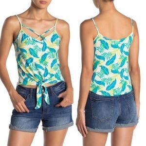 Poof NY criss cross tropical knot front tank